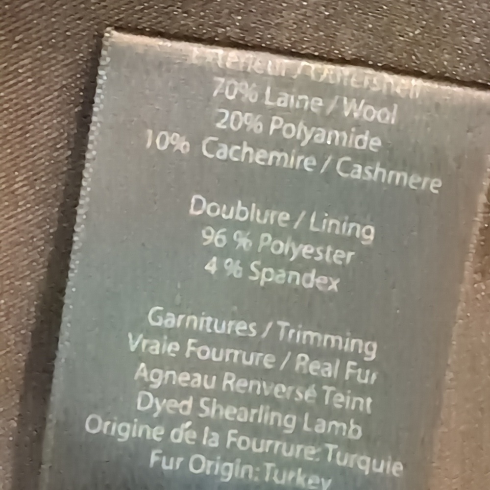 Mackage Cashmere Blend Coat With Lamb Fur And Leather Size S - Picture 9 of 13